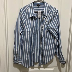 Torrid Blue & White Striped Button Down. NWT.